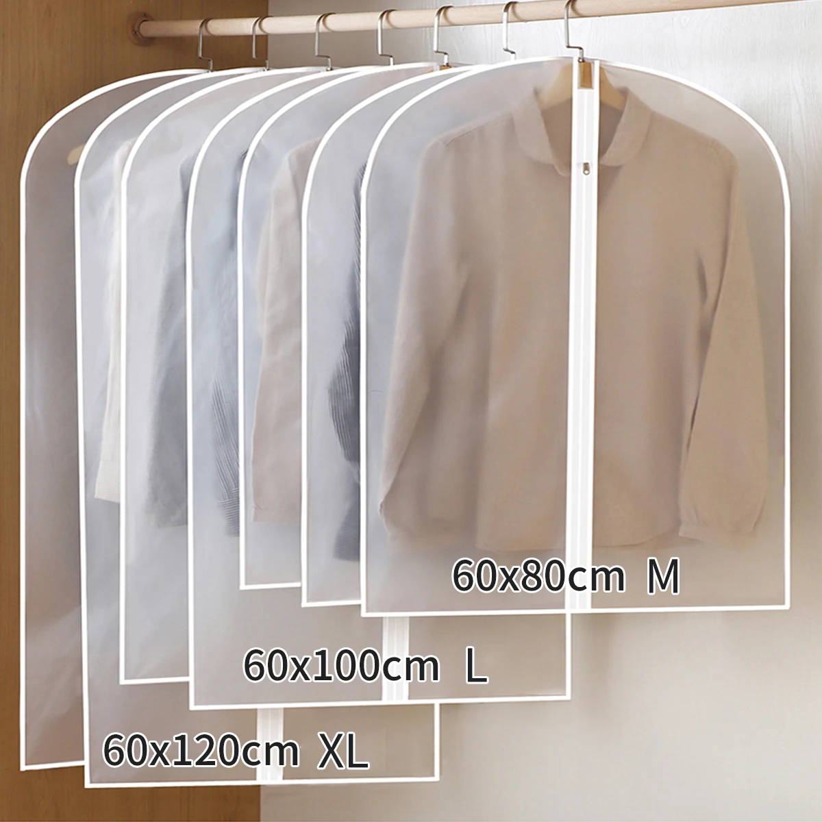 

5PCS Wardrob Dust Cover for Cothes Closet Garment Dress Suit Coat Cover Home Wardrobe Storage Bag Clothes Hanging Organizer