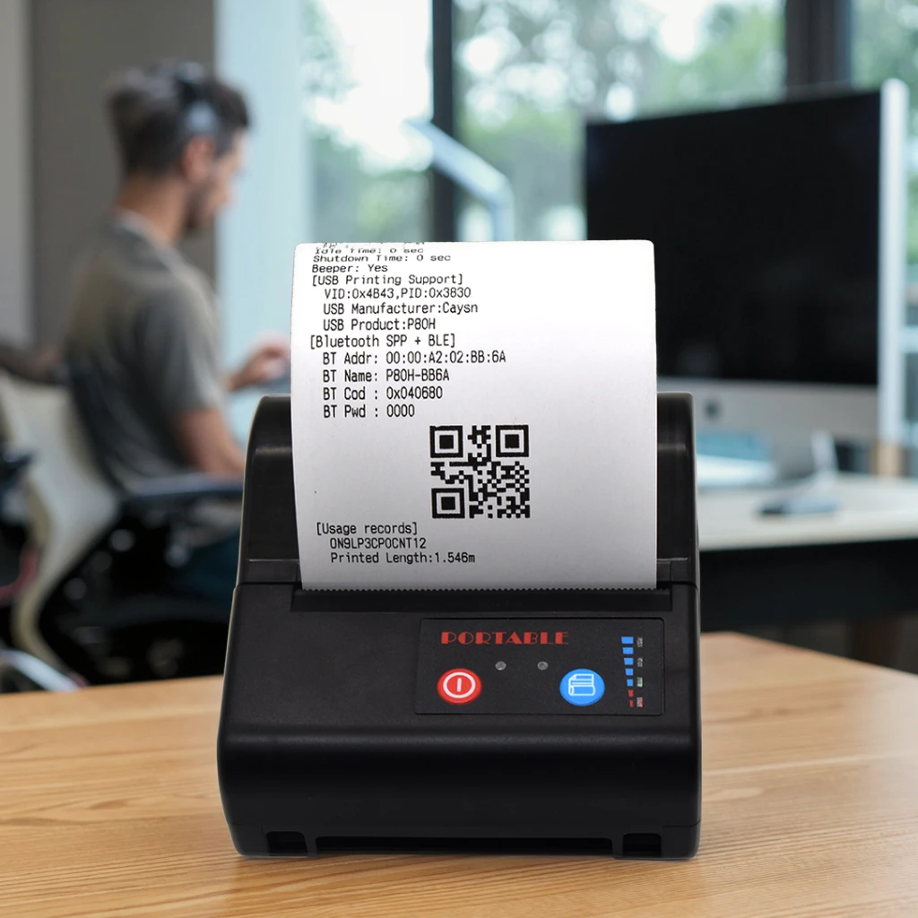 Фото Портативный Imprimante Thermique 80 мм беспроводной Bluetooth мини-термопринтер этикеток, совместимый с чековой бумагой, небольшая машина для выставления счетов №1