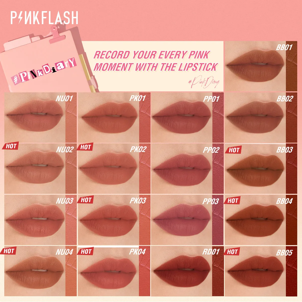 Бархатная матовая губная помада PINKFLASH с высоким пигментом стойкий блеск для губ
