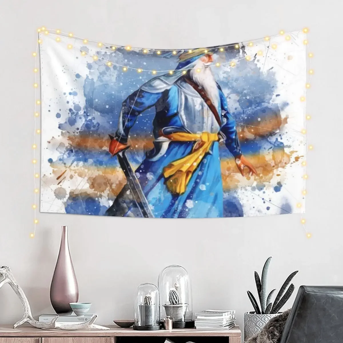 Baba Deep Singh акварельный гобелен Настенный декор Подвесной для спальни Организация