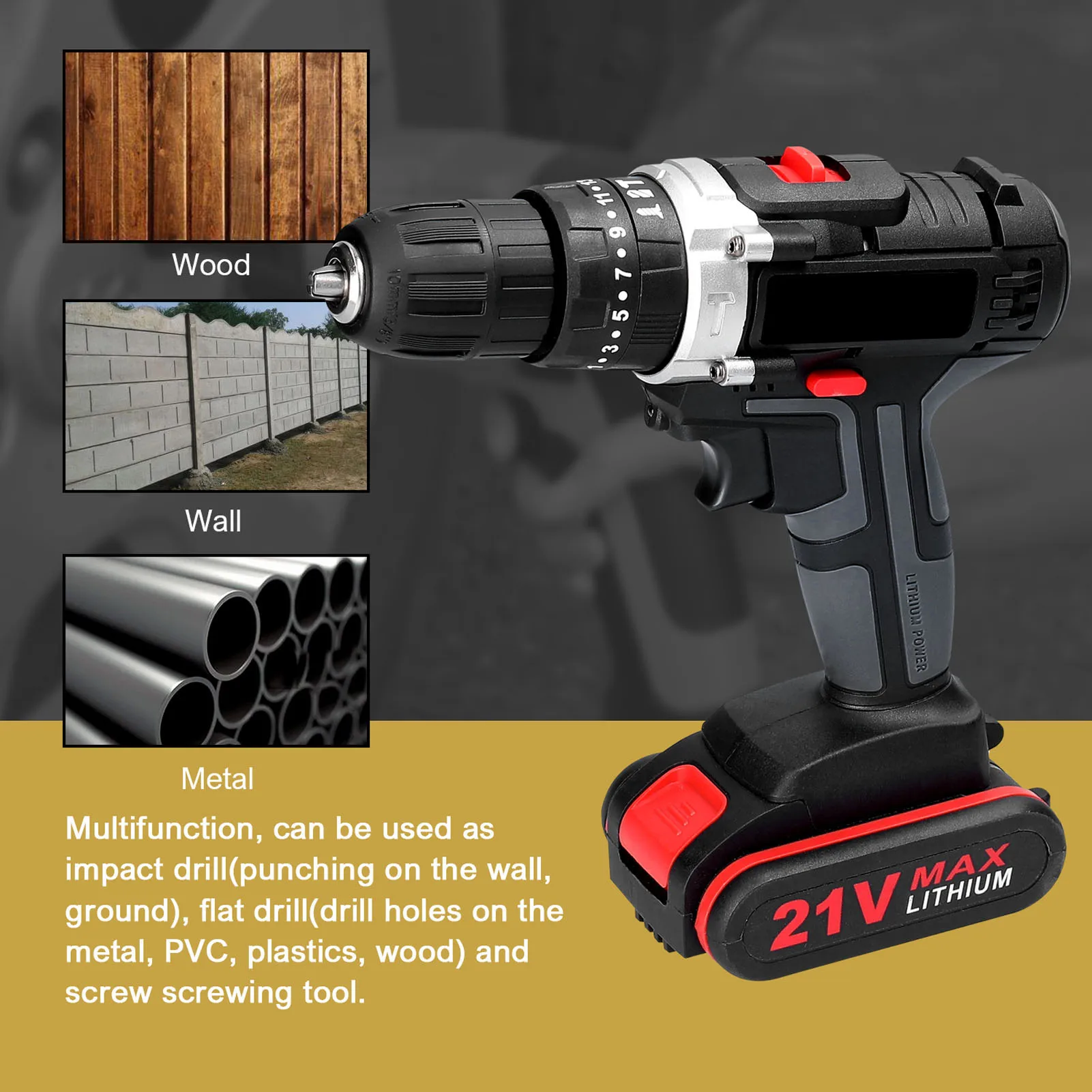 Household 3in1 Multifuctional Electric Drill Mini Screwdriver Rotation Ways Adjustment 25 Gears of Torques Adjustable