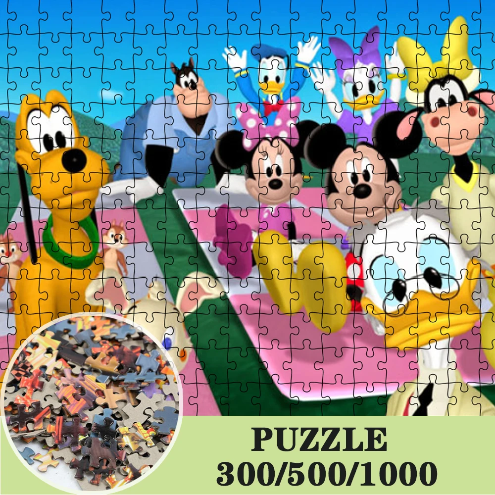 

Disney Puzzle Mickey Minnie Mouse 300/500/1000Pcs Puzzle Toy Children Donald Duck Jigsaw Puzzles Educational Kid Toy Girl