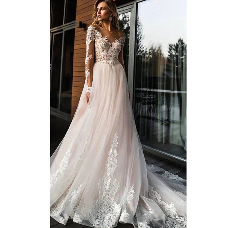 

VIKTORIA Boho Wedding Dress Scoop Neck Appliques Floor Length Bridal Gowns Charming Vestidos De Noiva Custom Made For Women 2022