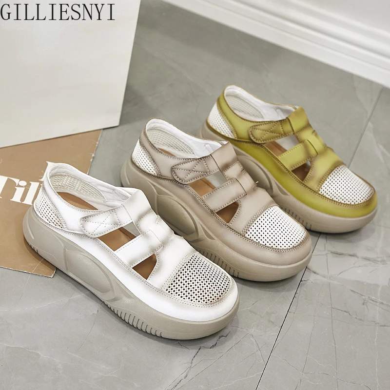 

Сандалии женские из дышащего сетчатого материала, босоножки на толстой подошве, Вулканизированная подошва, модный дизайн, лето 2022