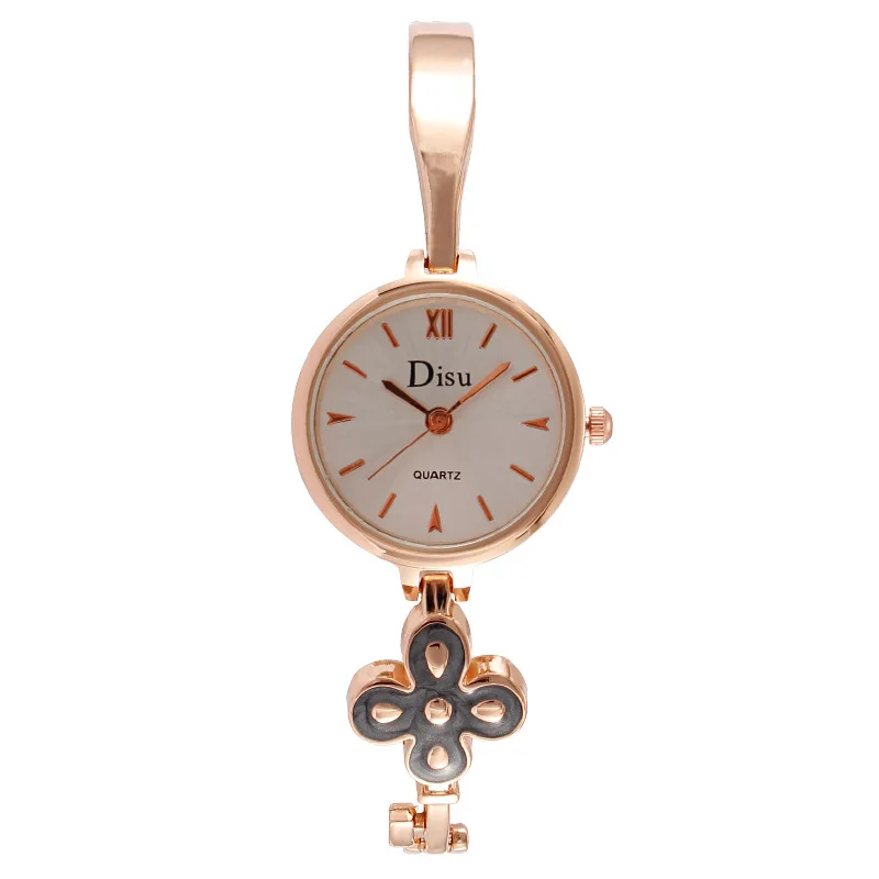 Fashion Round Quartz Stainless Dial Casual Wrist Watch Four-leaf Clover Strap Fashionable Clock Waterproof Wristwatch for Women