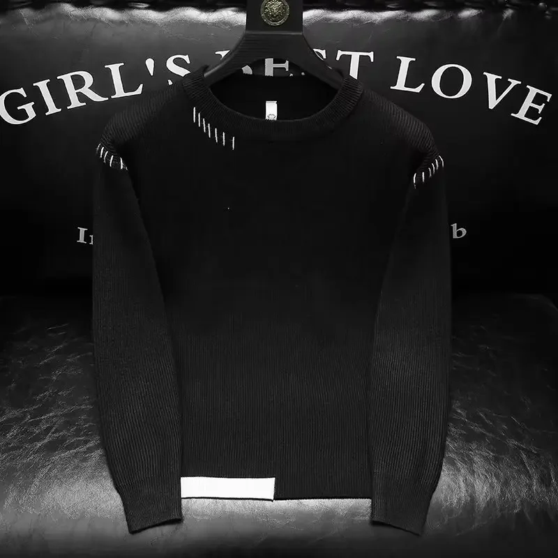 Мужской осенне-зимний утолщенный вязаный шерстяной свитер с круглым вырезом