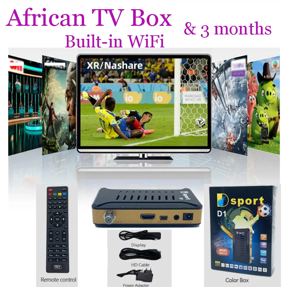 

[Genuine]DSport D1 Best Satellite Decoder Receiver Africa & 3 months iks HD 1080p Digital DVB-S2 decoder Built-in WIFI PK Qsport