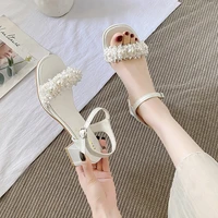 french summer open toe womens shoes 2022 new fashion shoes womens thick heel outer wear casual all match sandals women adult