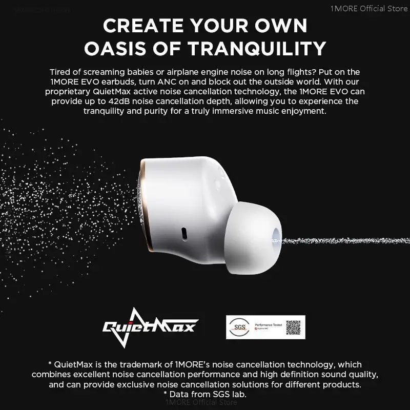 1MORE EVO True Wireless Наушники Hi-Res LDAC Bluetooth 5.2 42dB ANC с шумоподавлением SoundID Earphone Connect 2