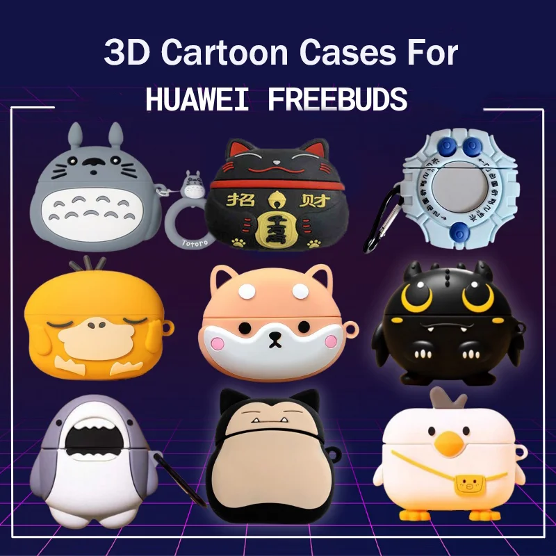 

3D Earphones Case For Huawei Freebuds 5i 4i Pro Pro2 4 4E Wireless Headphones Case Cute Cartoon Silicone Protective Cover Shell