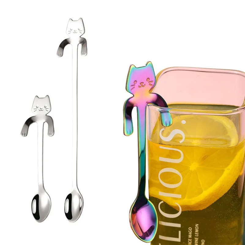 

Stainless Steel Coffee Spoon Funny Tea-Spoon For Coffee Cute Cat Shape Dessert Scoop Ice Cream high tea Spoons Birthday Gift