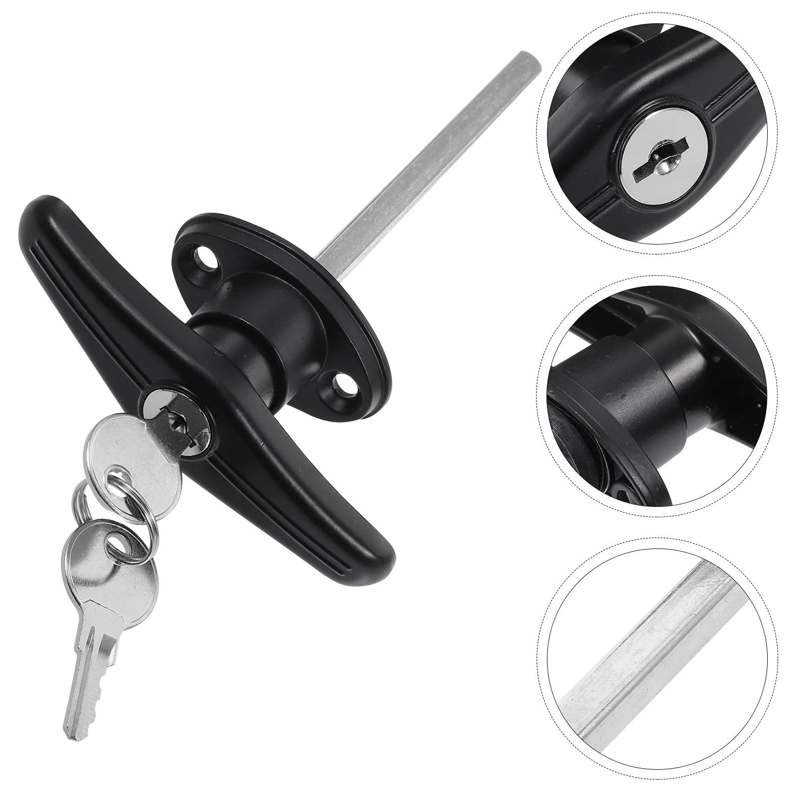 

Handle Lock Black Hardware Replacement Locking T-Handles Universal Garage Door Hardware Kit Shaft Zinc Alloy Assembly