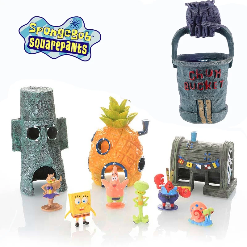 

SpongeBob Birthday Gift Set Movable Doll Cartoon Patrick Star Mini Doll Fish Tank Decoration Landscaping Aquarium Accessories