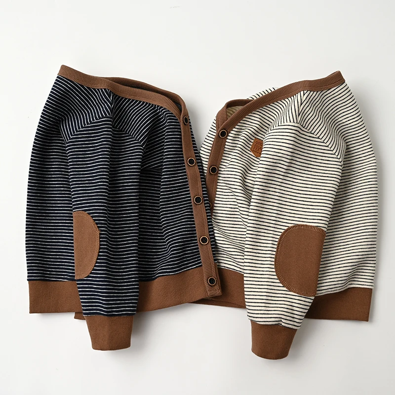 

Knitting Sweater Jacket Toddler Children Knit Cardigan Spring Autumn Boys Sweaters V-neck Striped Kids Moletom Infantil Children