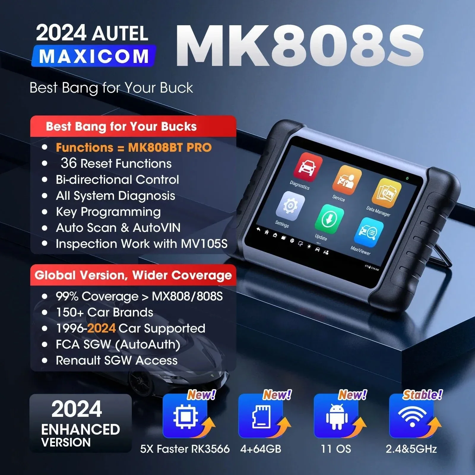 Фото Диагностический сканер MaxiCOM MK808S OBD2 №2