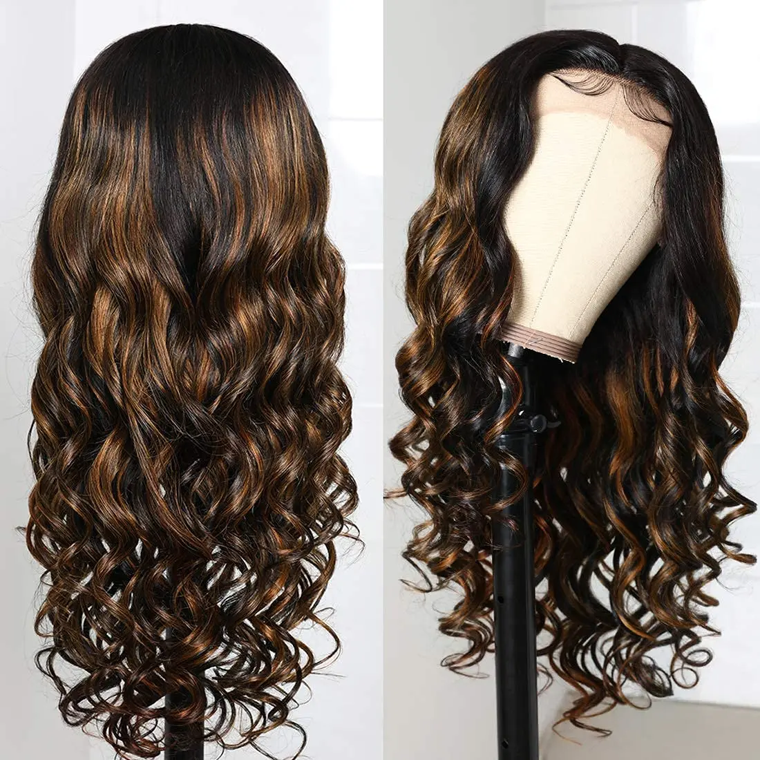 

Highlight Body Wave Synthetic Lace Wigs T Part Honey Blonde Wavy Lace Wig Glueless Natural Hair Heat Resistant Wigs For Women