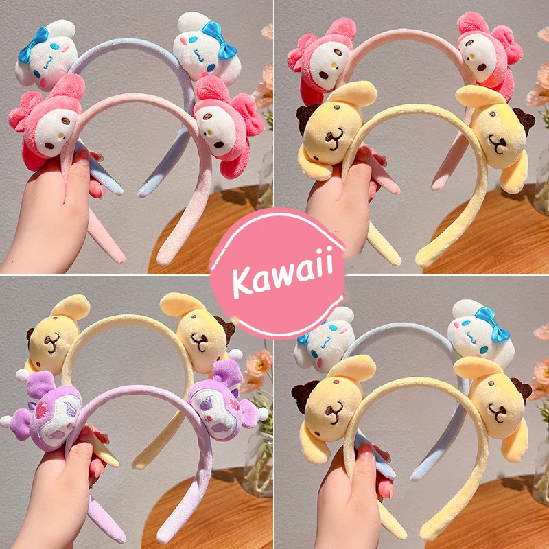 

Kawaii Cinnamoroll My Melody Kuromi anime figure plush toys Headband cartoon Kuromi Sanrio accessories kid toys Christmas gift