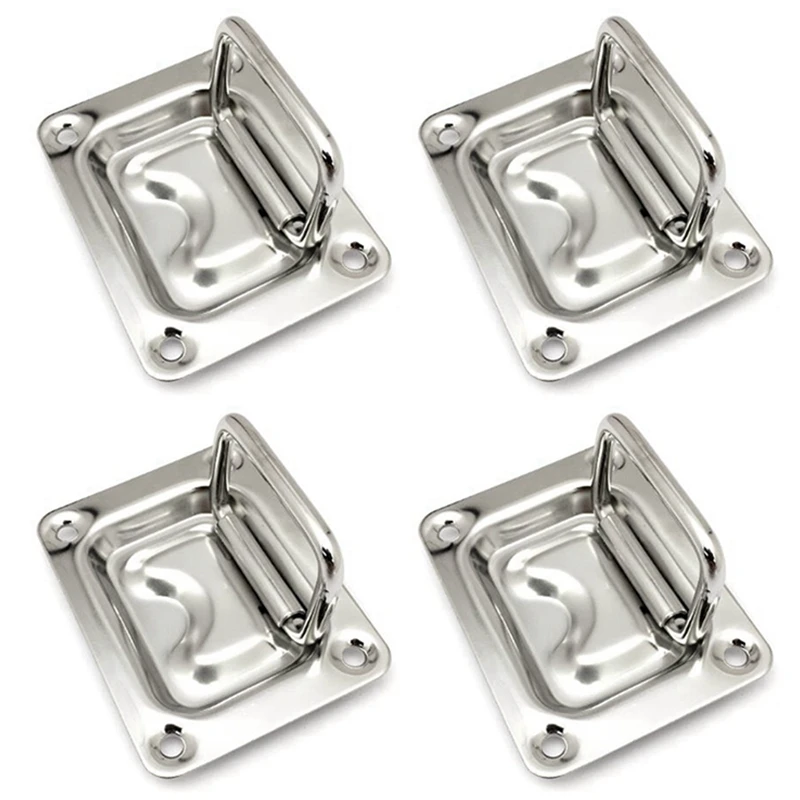

4X Boat Flush Hatch Locker Cabinet Lift Pull Handle 304 Stainless Steel For Marine Yacht RV Camper Boat Accessories