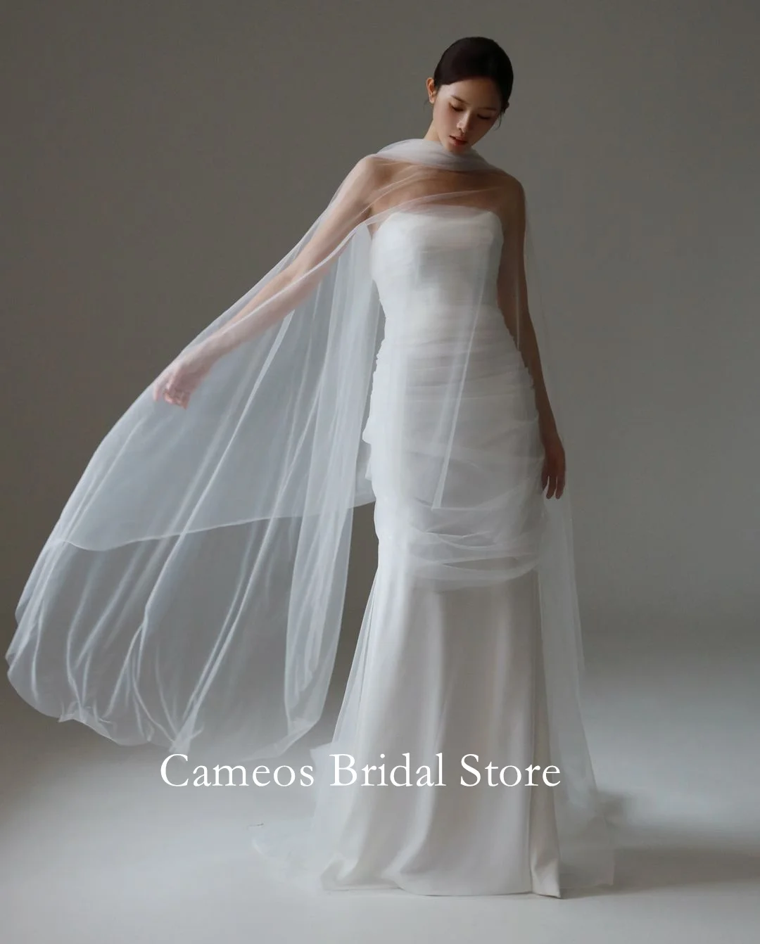 Colavis Asta Корейское свадебное платье русалки без бретелек с рюшами из тюля