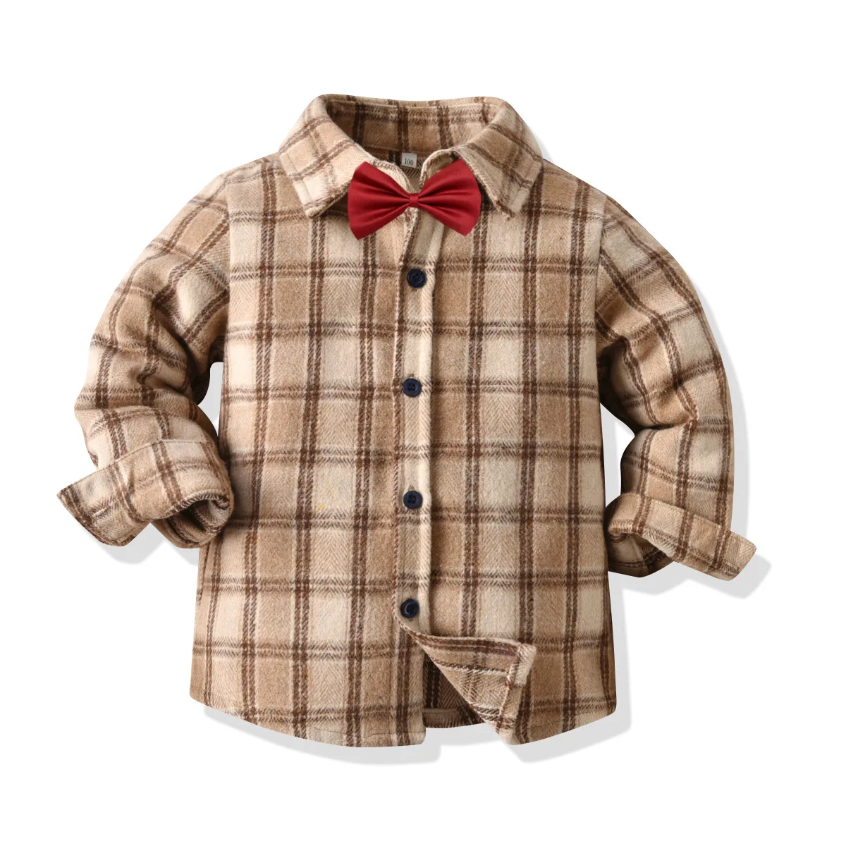 

Рубашка и бабочка для маленьких мальчиков, классические клетчатые топы с лацканами для малышей, Повседневная джентльменская блузка, детска...