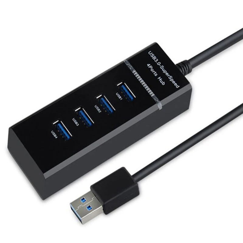 

4-Port USB 3.0 Hub Long Cable 12-Inch With Micro-USB Charging Port Data Transfer USB Hub Extender Extension Connector