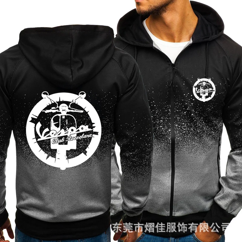 

Fashion Men's Hoodies VESPA Casual Harajuku Gradient color Cardigan Coat Mens Fleece Outdoor Sweatshirts zipper Jacket