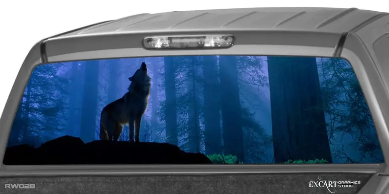 

Howling Wolf Rear Window Graphic Decal Tint Perf Sticker for Truck perforated vinyl