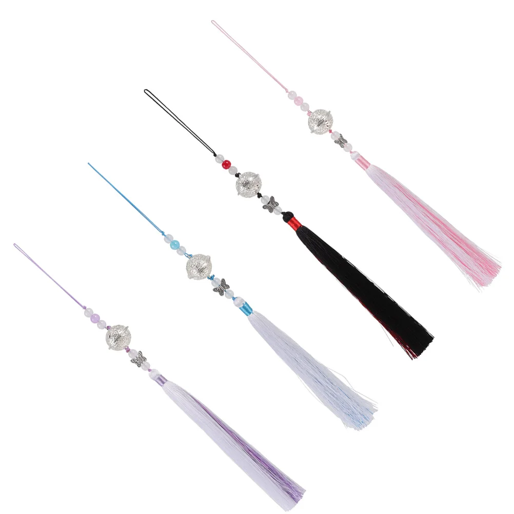 

4 Pcs Tassel Pendant Handmade Cosplay Ancient Waist Ornaments Vintage Wallet Clothes Retro Chinese Charm Purses Charms