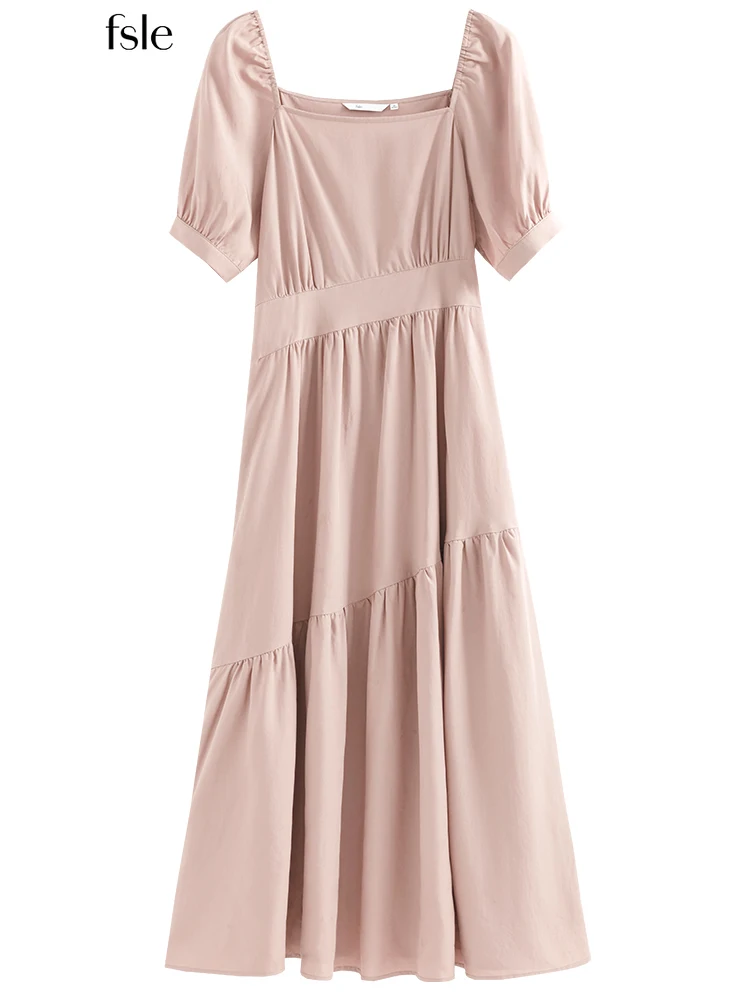 

FSLE Казуальные Элегантный Винтаж Lyocell Fabric Dress французское вечернее платье 2022 Summer New Design Female Clothing