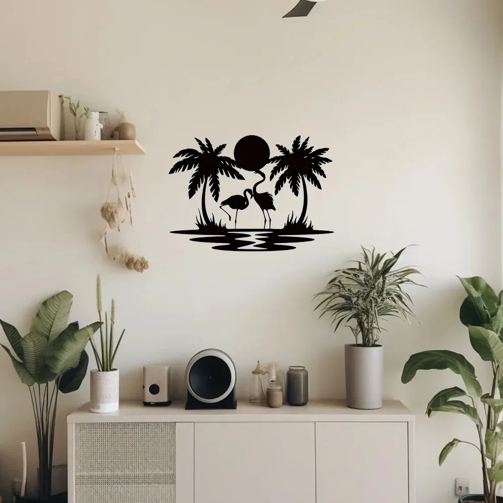 Металлический фламинго пальма знак заката: великолепное висячее настенное