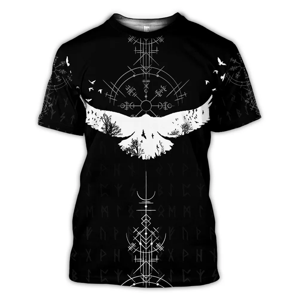 

2022 global New style Viking symbol printed men's summer Oversized t-shirt men's street hip-hop unisex T-shirt top F1