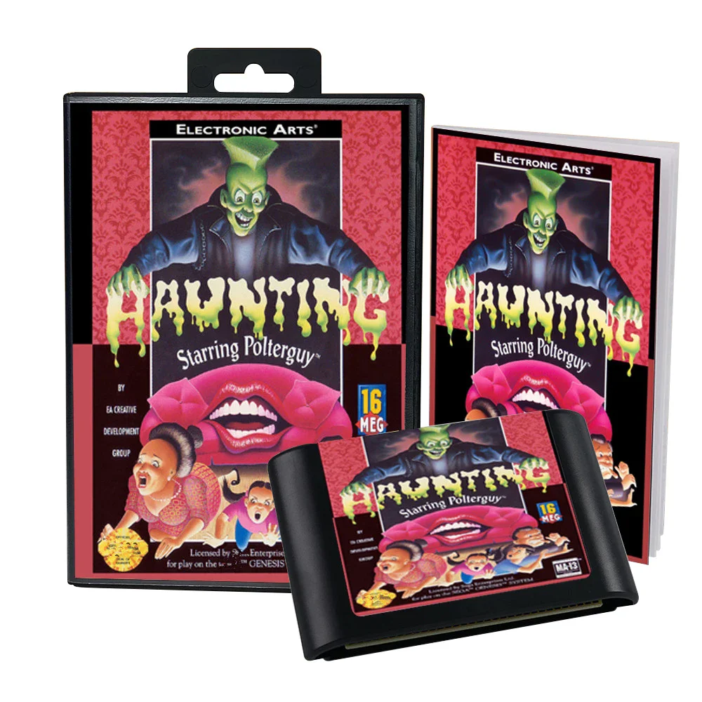 Картридж Haunting Starring Polterguy с коробкой и руководством для 16-битного игрового