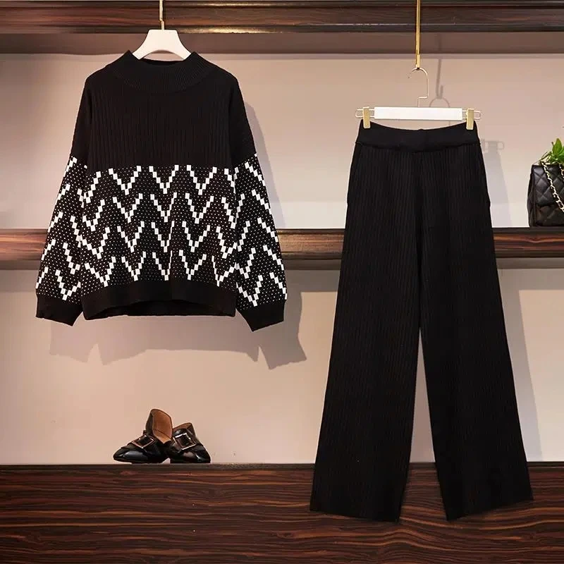 Женский Повседневный Трикотажный костюм с принтом модный Свободный пуловер и