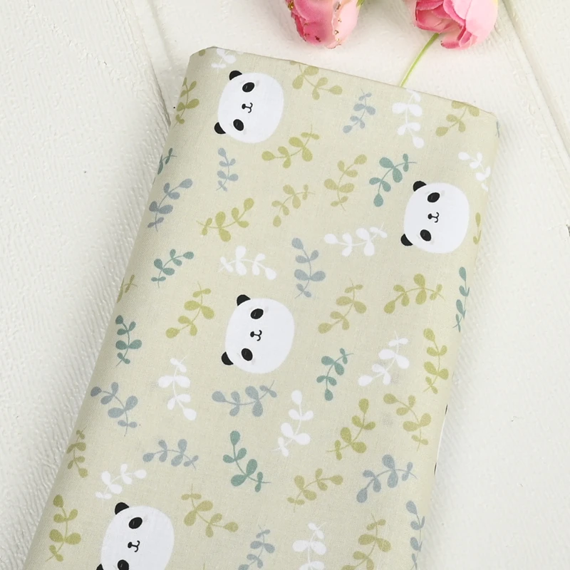 

Half Yard Plain Thin Cotton Fabric Cute Pastoral Wind Panda Print Handmade DIY Garment Dress Children Telas 100% Cotton CR-1515