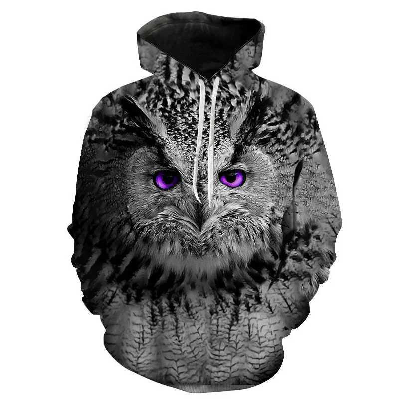 

Nova coruja série animal impressão 3d moletom com capuz meninos e meninas moda camisolas masculino e feminino casal pullovers ma