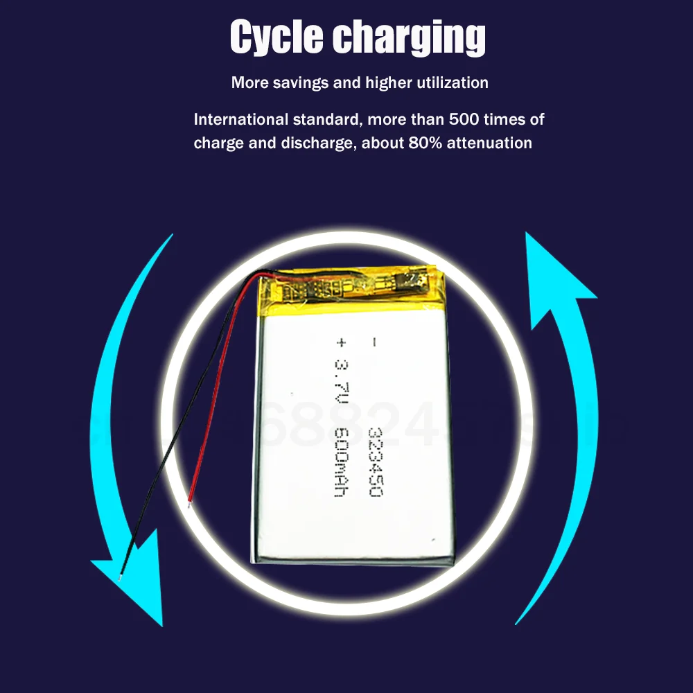 323450 3.7V 600mAh Lithium Polymer Rechargeable Battery For MP3 MP4 DVD E-book Power Bank Smart Watch Remote Control Li-ion Cell - купить по