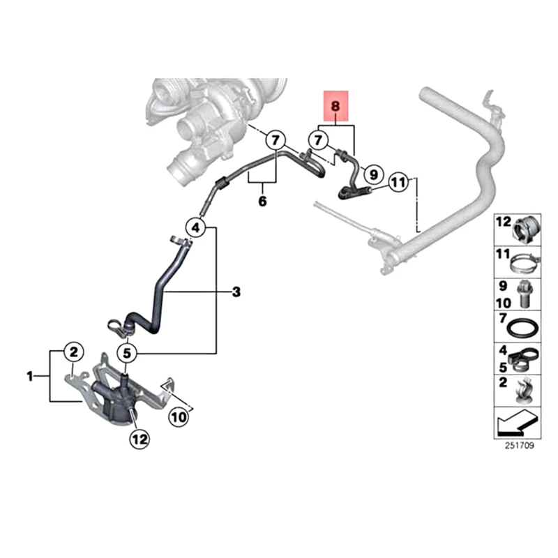 11537600591 Турбокомпрессор топливная впускная труба Масляный шланг Сменные