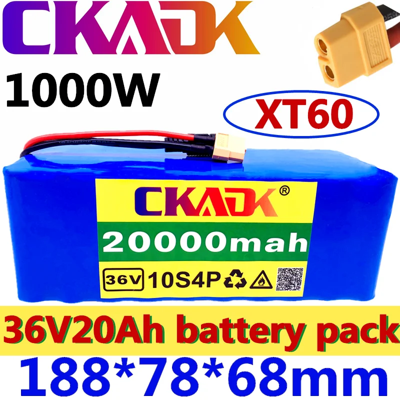 

36V battery 10S4P 20Ah battery pack 1000W high power battery 42V 20000mAh Ebike electric bicycle BMS 42v battery with xt60 plug