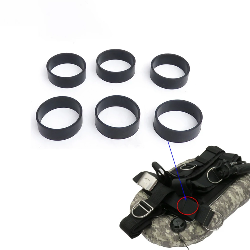 

6Pcs Rubber Fixed Rings For Scuba Diving Webbing Dive Weight Belt Underwater Tank Backplate Strap Outdoor Backpack Harness
