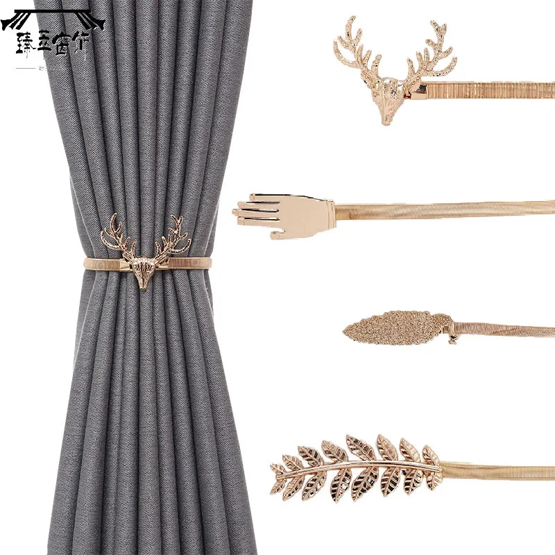 

1pc Curtain Tiebacks Nordic Style Curtain Elastic Buckle Clip Metal Tie Rope Curtain Hooks Home Decor Curtain Tieback Holdback
