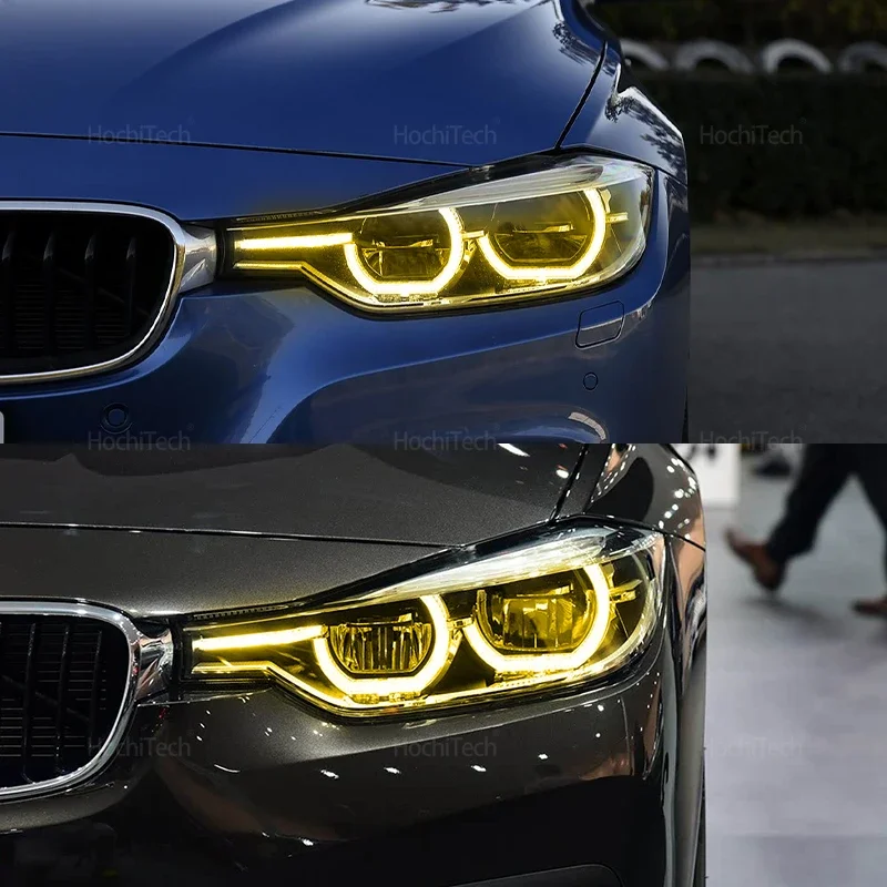 Фото Желтая светодиодная фара для 3-й серии F30 F31 F34 Facelift 2016-2019 Светодиодная фара 63117419615    Световая доска DRL Angel Eyes 7419615 №2