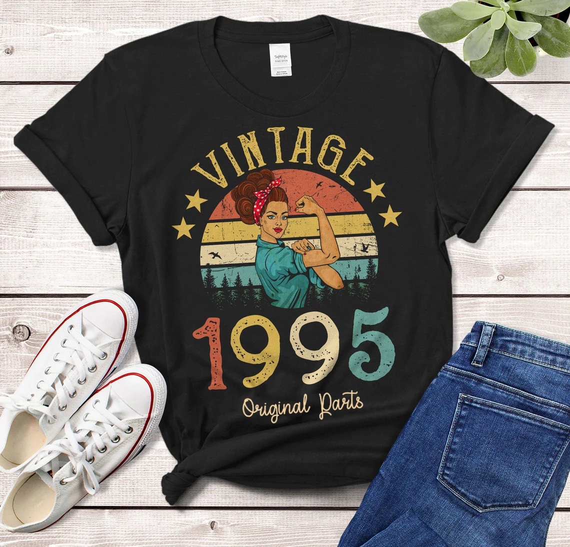 

Vintage 1995 Original Parts T-Shirt 27 Years Old 27th Birthday Gift Idea Women Girls Mom Wife Daughter Top Retro Tee Shirt