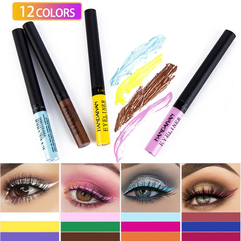 

12 Colors Colorful Eyeliner Pencil Eyes Cosmetics Brown Liquid Eye Liner Pen Makeup Color Eyeliners Waterproof Felt-tip Eyliner