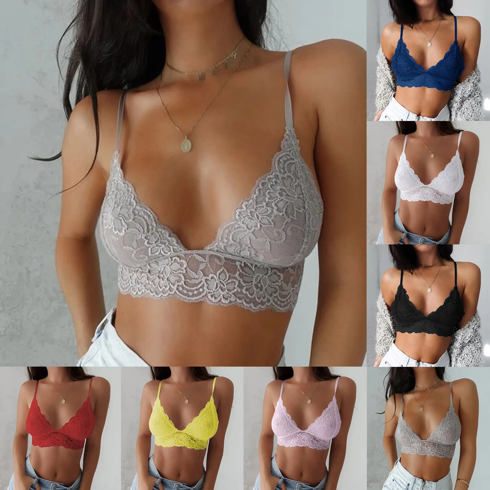 

2022 New Women Floral Lace Halter Bralette Bra Comfort Sexy Bralette Wireless Lingerie Top Women Underwear Женское Нижнее Бельë