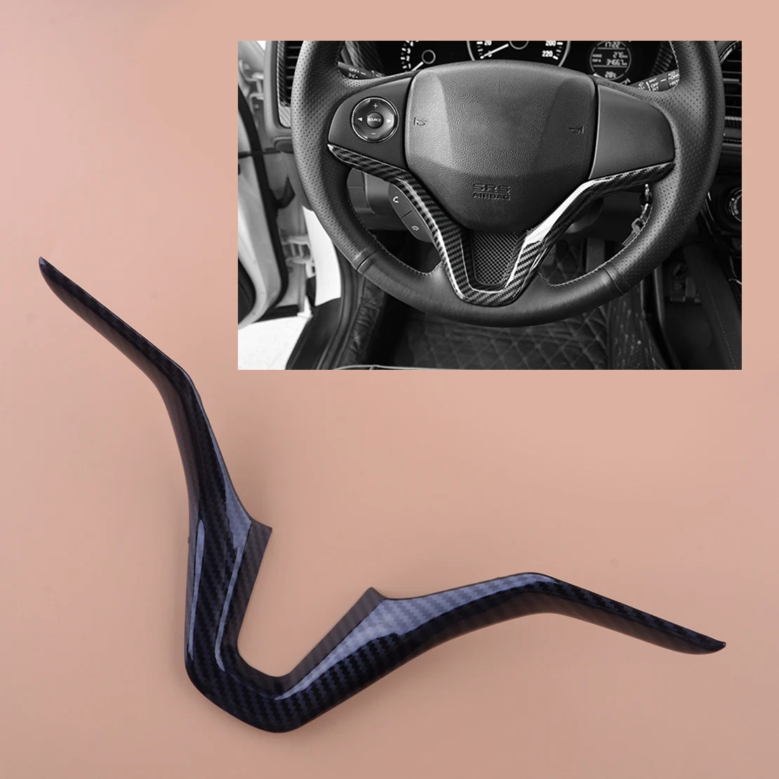 

Чехол для автомобильного рулевого колеса Нижняя губа панель отделка наклейка Рамка Подходит для Honda HR-V HRV 2016-2018 2019 2020 текстура из углеродного волокна