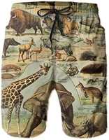 mens swim trunks beach shorts retro land animals quick dry beach board shorts with mesh lining funny swim trunk