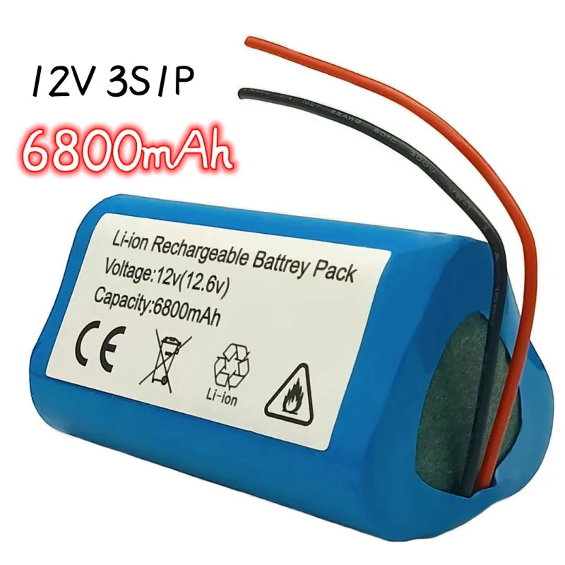 

New type 18650 lithium battery. 11.1 V 6800 mAh Li ion battery 12 V 3S1P. 6800 mAh