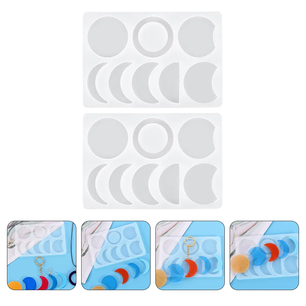 

2 Pcs Moon Epoxy Mold DIY Manual Jewelry Making Pendant Molds Crystal Pendants Silica Gel Silicone Earrings