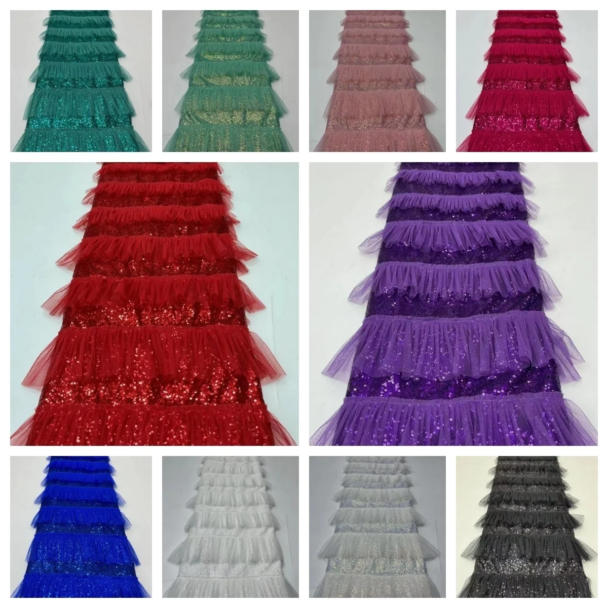 New Luxury African Sequin Lace Fabric 2023 French Net Sequence 3D Embroidery Nigerian Mesh Tulle Lace For Wedding Party Dresses