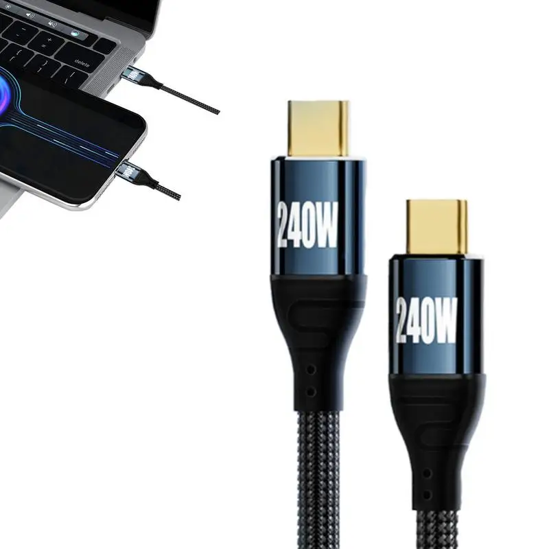

Type C To Type C Cable 240W Fast Charging Cord New Nylon 6.5ft USB Type C Charging Cable Charger Type C Charger Cord PD Type C